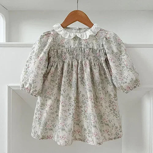 2025 New Spring Sister Dress 2-6Yrs Girl Party Dress Long Sleeved Cotton Mesh Splicing Kids Princess Dresses Children Clothes