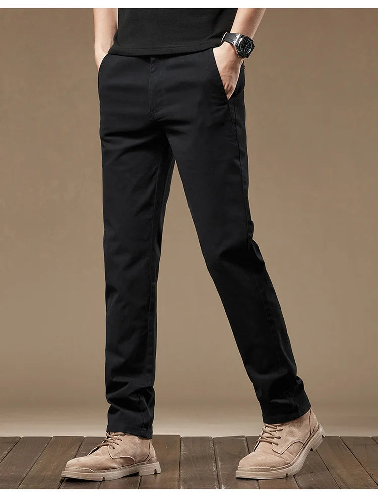 Business Casual Trousers Men's 2024 Autumn New Men's Clothes Work Pants Male Formal Dress Straight Pants Black Gray Khaki