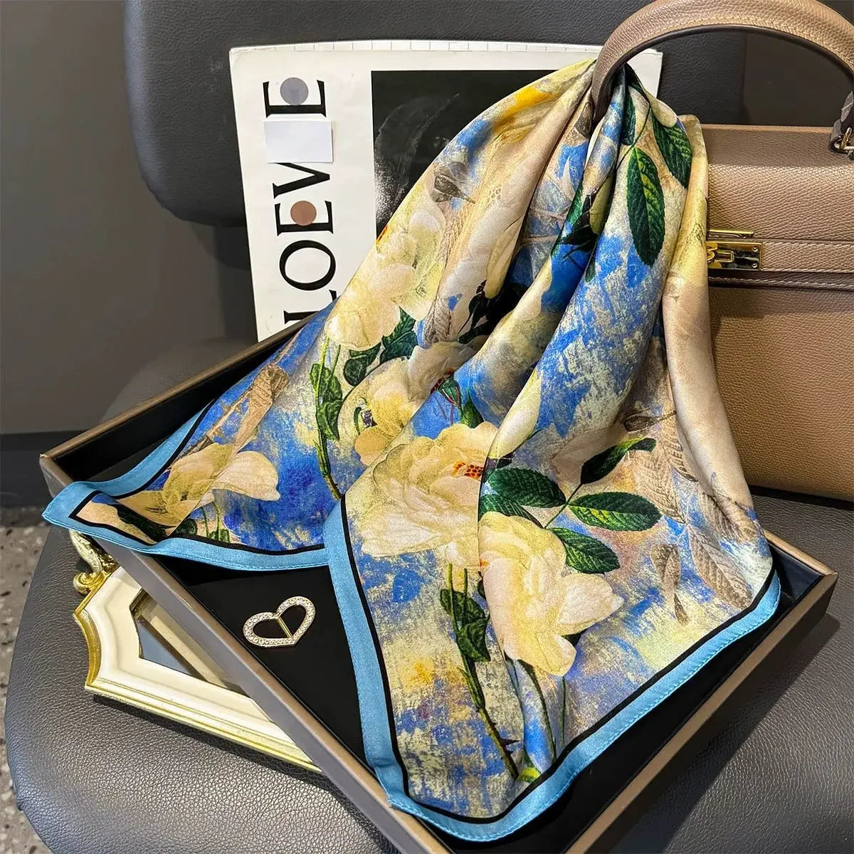 100% Silk Scarf Women Mulberry Luxury High Quality Square Fashion Print Hair Neckerchief Lady Shawl Wraps Hijab Bandana Scarves