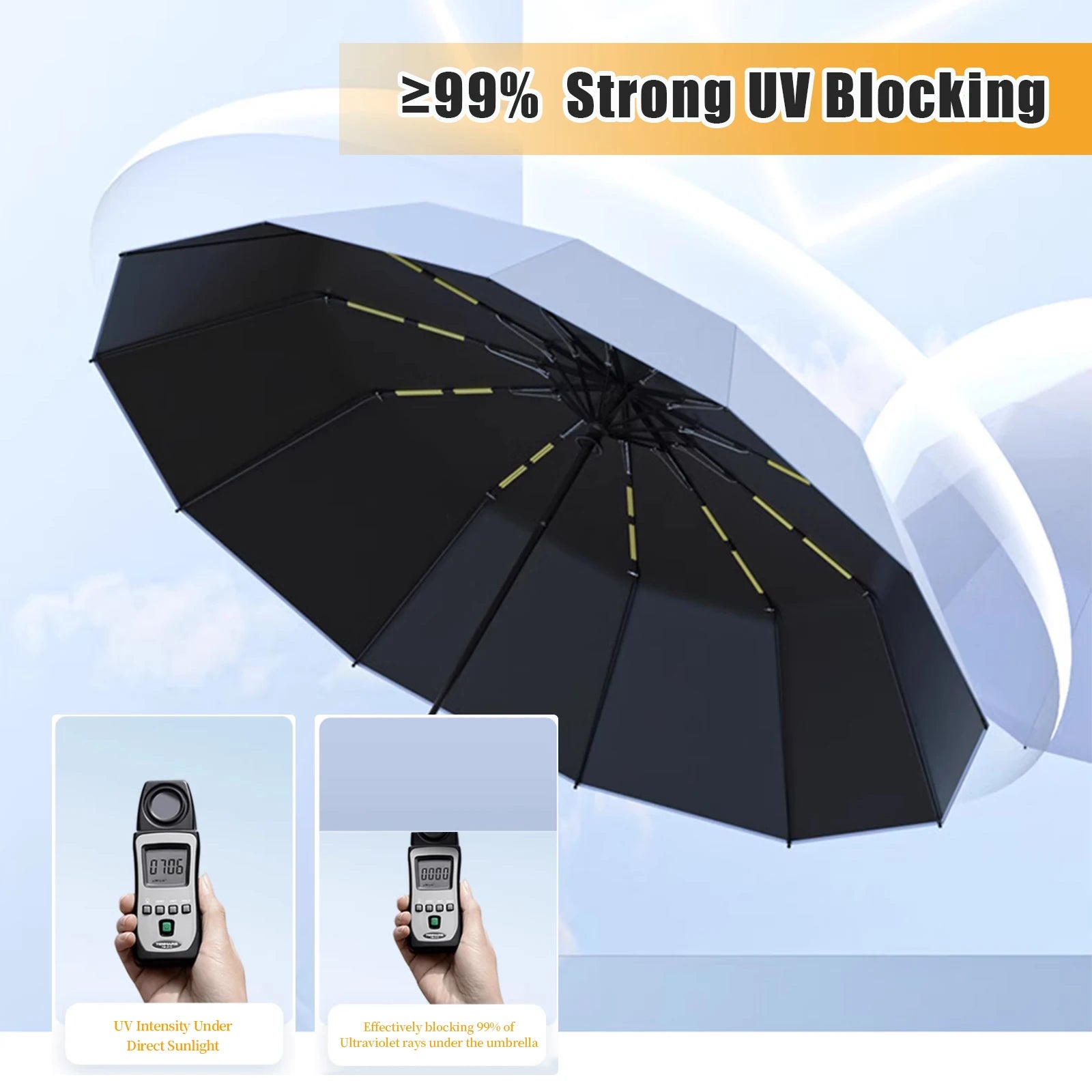 Auto Open Close Umbrella, Large UV Protective & Portable Travel Umbrella, Windproof for Outdoor Activities