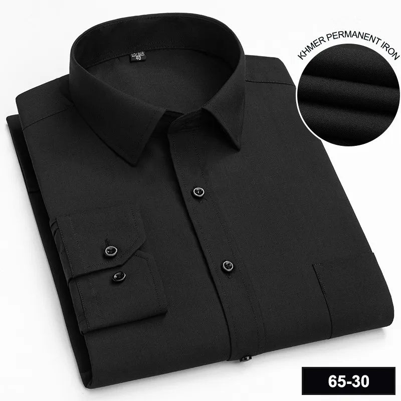 Men's Printed Plaid & Stripe Long Sleeve Casual Shirt — Single Pocket Business Formal Four Seasons