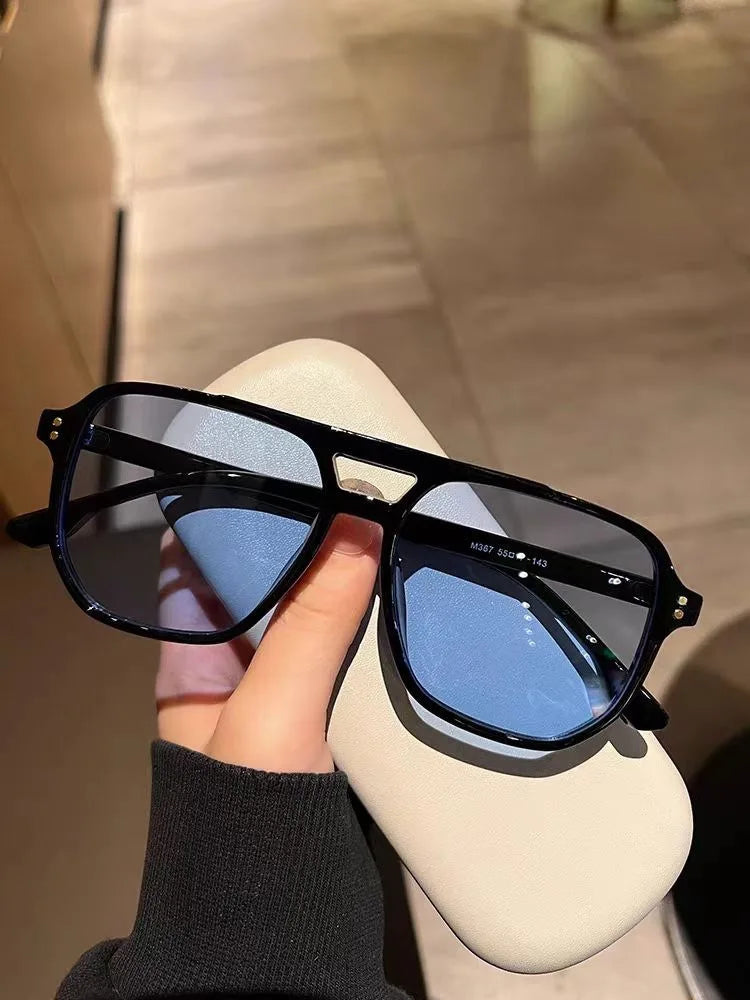 Vintage Men Women Big Sunglasses Men Square Shades Brand Designer Unisex Sun Glasses Black Lense Male Female Sunglasses UV400