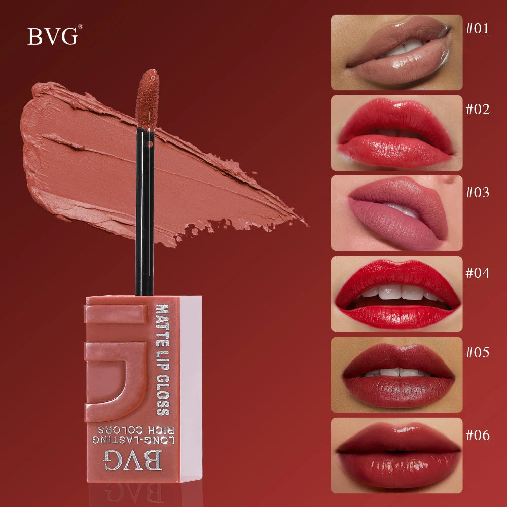Multi-color matte lasting lip gloss lip gloss, non-greasy, non-fading, high-end warm colors, rich makeup liquid lipstick.