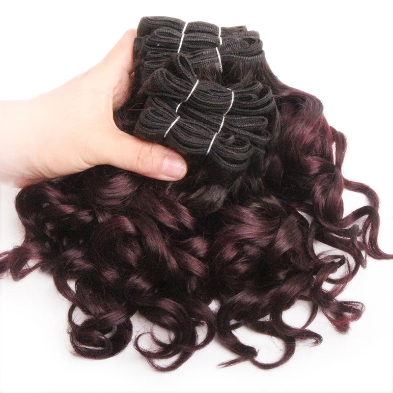 Human Hair Bundles 6 Bundles Ombre Bouncy Curl Bundles For Women Natural Brazilian Hair Weaves 200G For A Full Head Blonde T1B30
