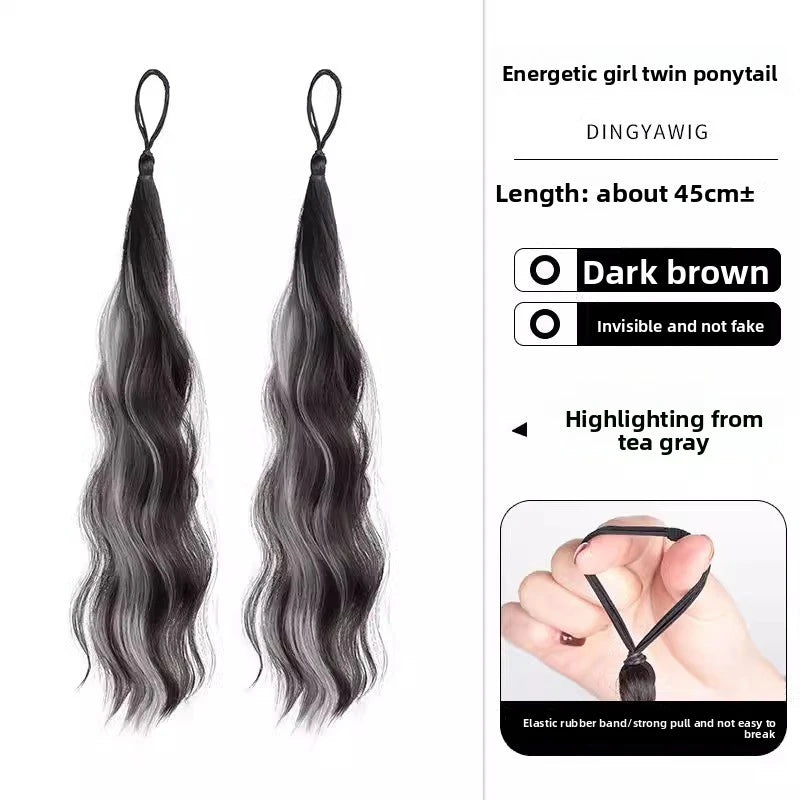 50cm Synthetic Self-Winding Hair Bundle With Elastic Loop DIY Hair Ponytail Bundle To Increase Hair Volume Bud Hair Bun