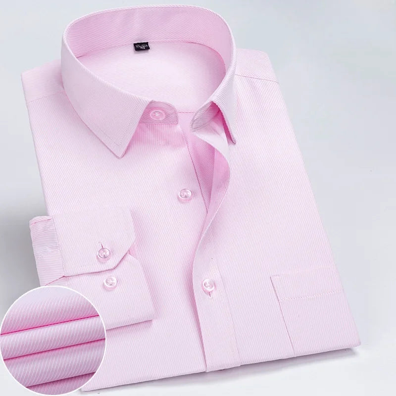 Lynett Lamar Men's Anti-Wrinkle Striped Dress Shirt — Long Sleeve Smart Casual S–7XL