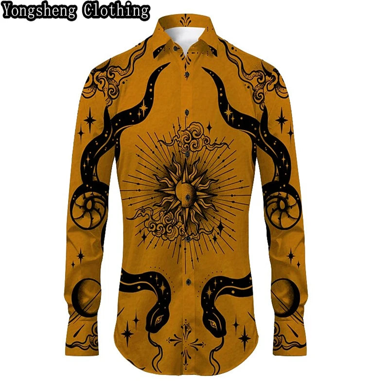 Men's Buttoned Shirt Spring Summer Long Sleeve Mexican Western Denim Comfortable Outdoor Farm Work Fit Easy Clean Large Size 6XL