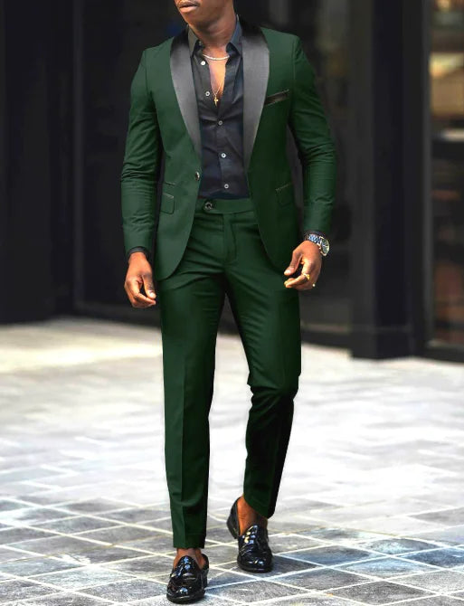 Men's Casual Business Have Smoking Suit High End Brand Boutique Fashion Blazer Pants Groom Wedding Dress Party Suit