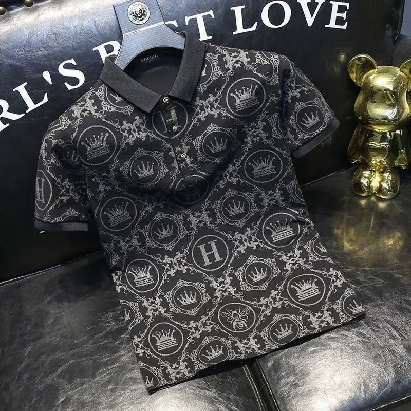 Polo Shirts Drawings T Shirt for Men Rock Top Alphabet Man with Collar Tee Quick-drying Casual Luxury Elegant Slim Fit Summer Xl