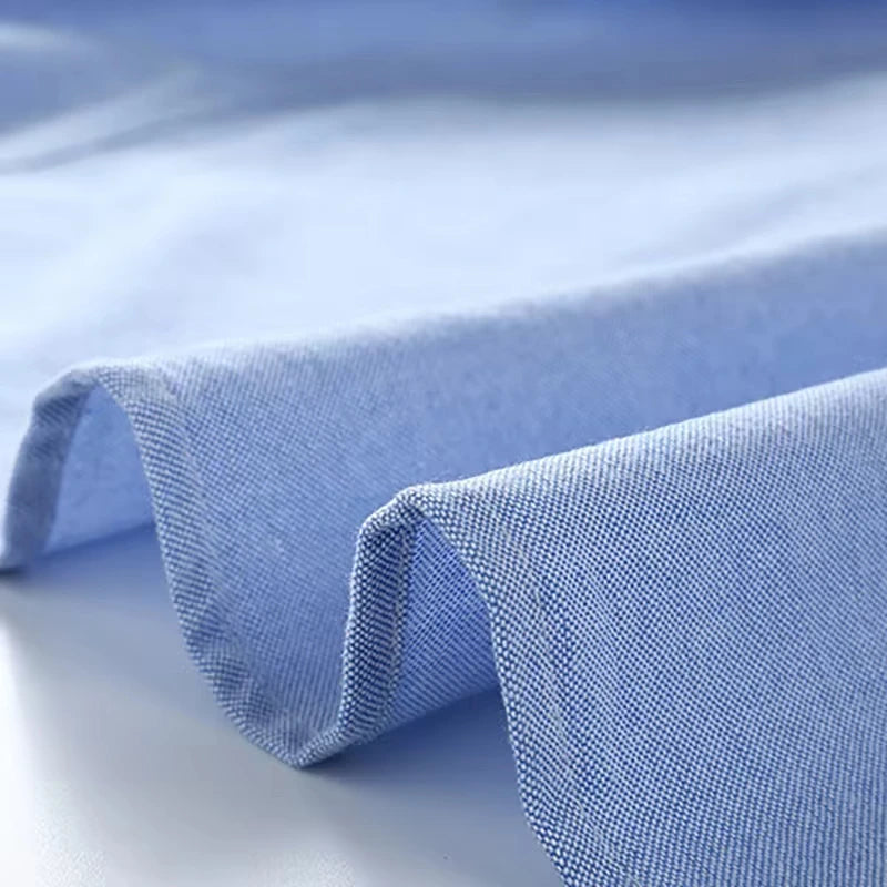 Men's 100% Cotton Oxford Washed Long Sleeve Dress Shirt — Embroidered Business Casual