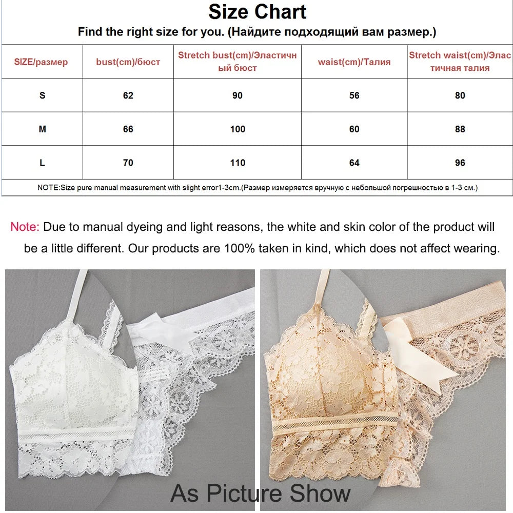 Women Underwear Sets Backless Bra Lace Panty Sexy Thong Sexy Lace Hollow Deep V Push Up Lingerie Sets