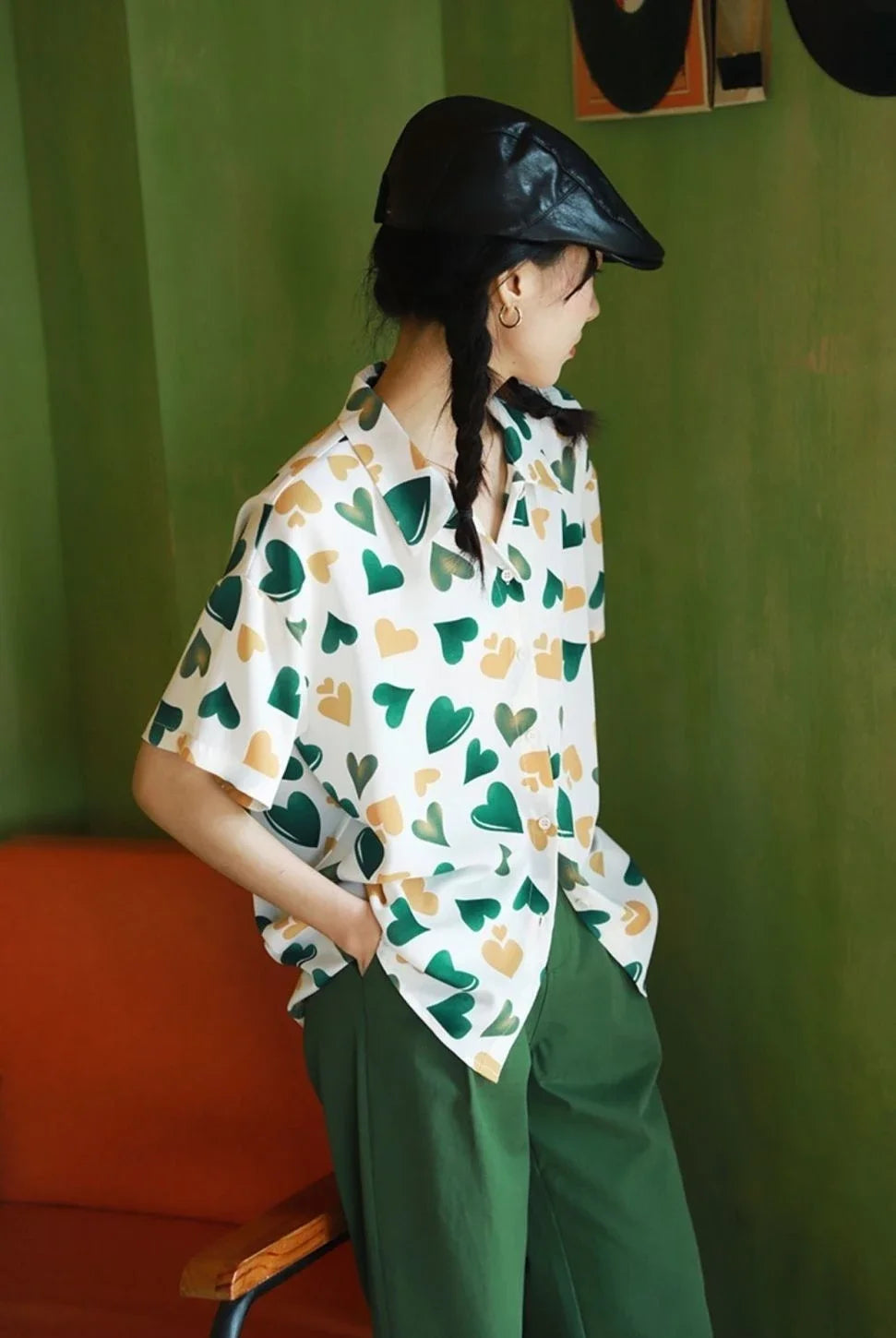 Woman Top Love Shirts & Blouses for Women Green New Collection 2025 Elegant and Youthful S Y2k Fashion Clothing Sales Cool Cute