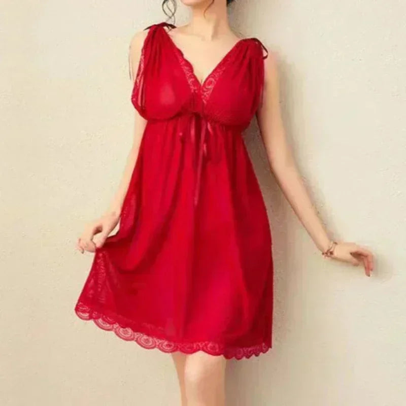 Lingerie  Add 220 Pounds Sexy Deep V Slip Nightdress Lace Hot Seductive Sex Pajamas Women Big Chest Mm Nightdress  Summer Dress