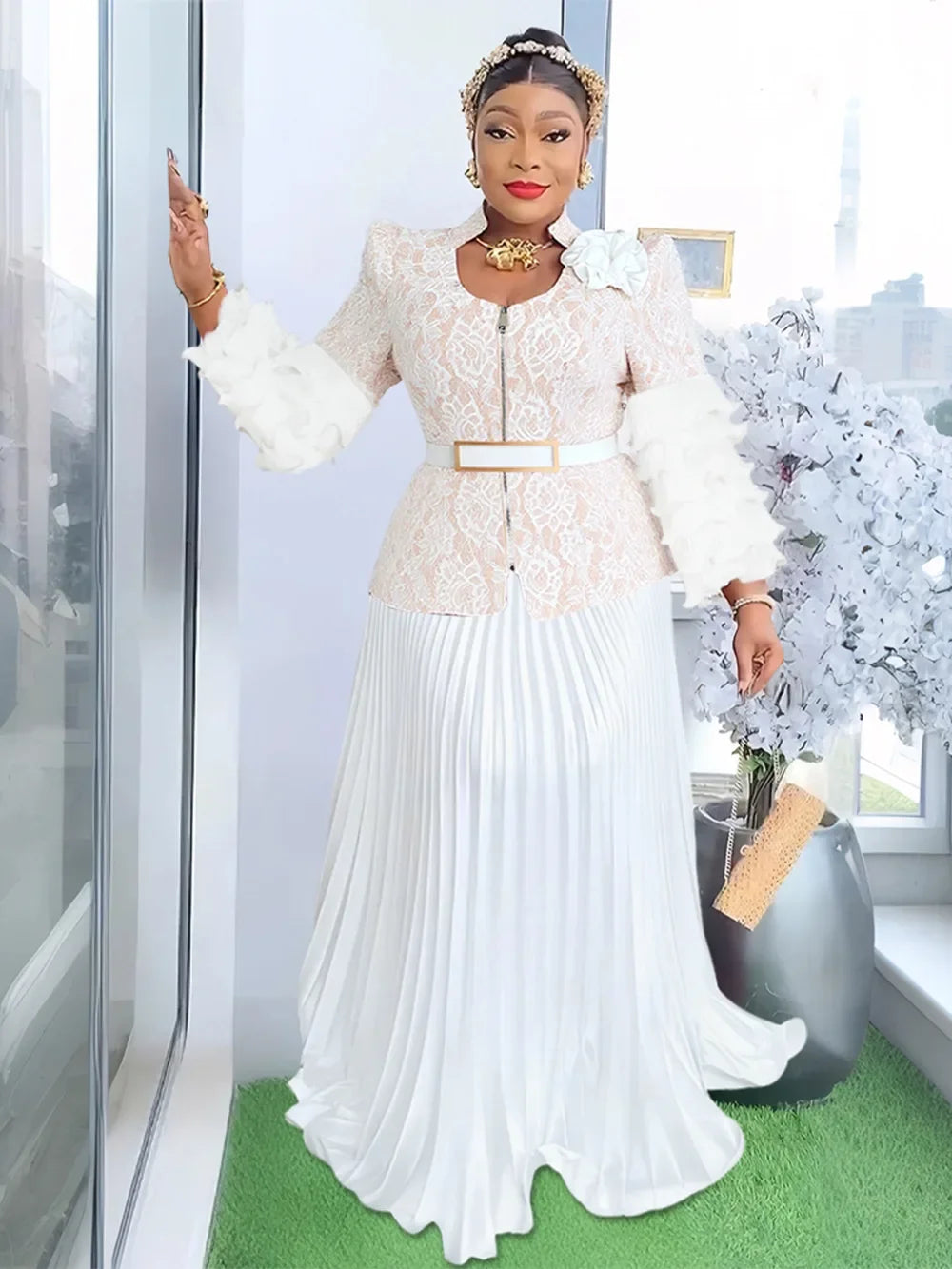 Customized Luxury Vintage Dresses For Women Wedding Party Prom Evening Gown Long Sleeve Dress Dashiki Beaded Robe Turkey African