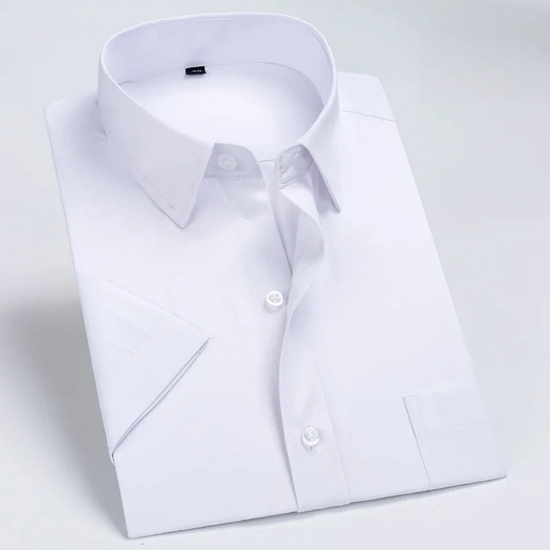 Lynett Lamar Men's Short Sleeve Business Dress Shirt — Solid Formal Office Casual S–7XL