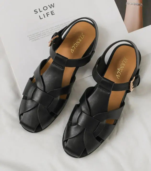 Women Flat Sandals Summer Female Shoes Elegant Office Ladies Sandals Casual Beach Sandalias Roman sandalias Zapatos de mujer