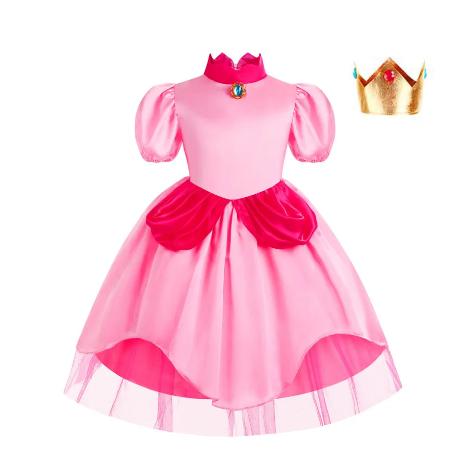 Peach Costume Kids Princess Summer Dress for Girls Party Dresses