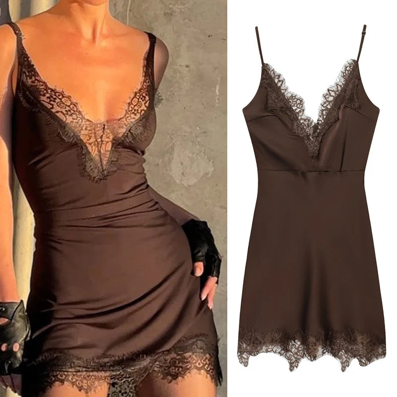 Women's Mini Dress 2025 New Fashion Fall Sexy Slip Dresses for Women Elegant Chic Ladies Dress