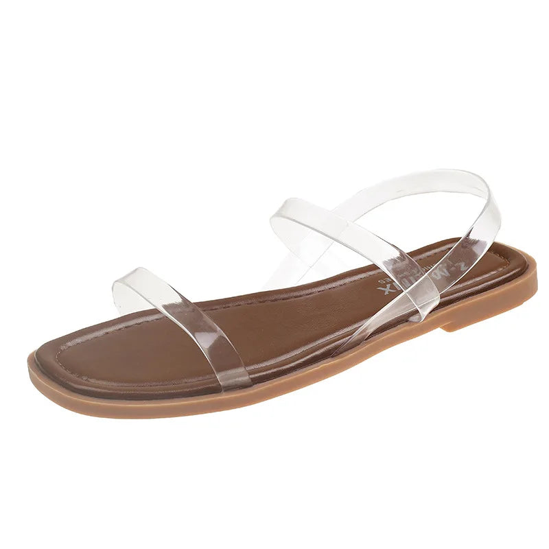 Transparent Flat Sandals Women Summer Shoes New Temperament Soft Bottom Slip on Ladies Shoes Casual Beach Sandalias De Mujer