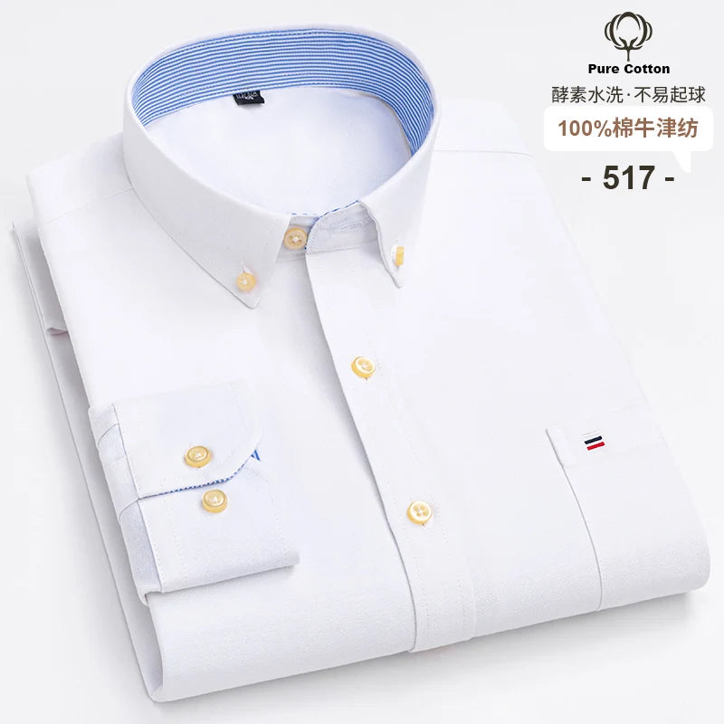 Lynett Lamar Men's 100% Cotton Oxford Plaid Long Sleeve Dress Shirt — Regular Fit Casual S–7XL