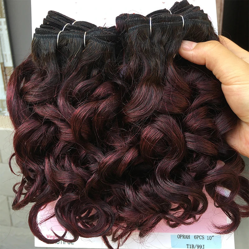 Human Hair Bundles 6 Bundles Ombre Bouncy Curl Bundles For Women Natural Brazilian Hair Weaves 200G For A Full Head Blonde T1B30