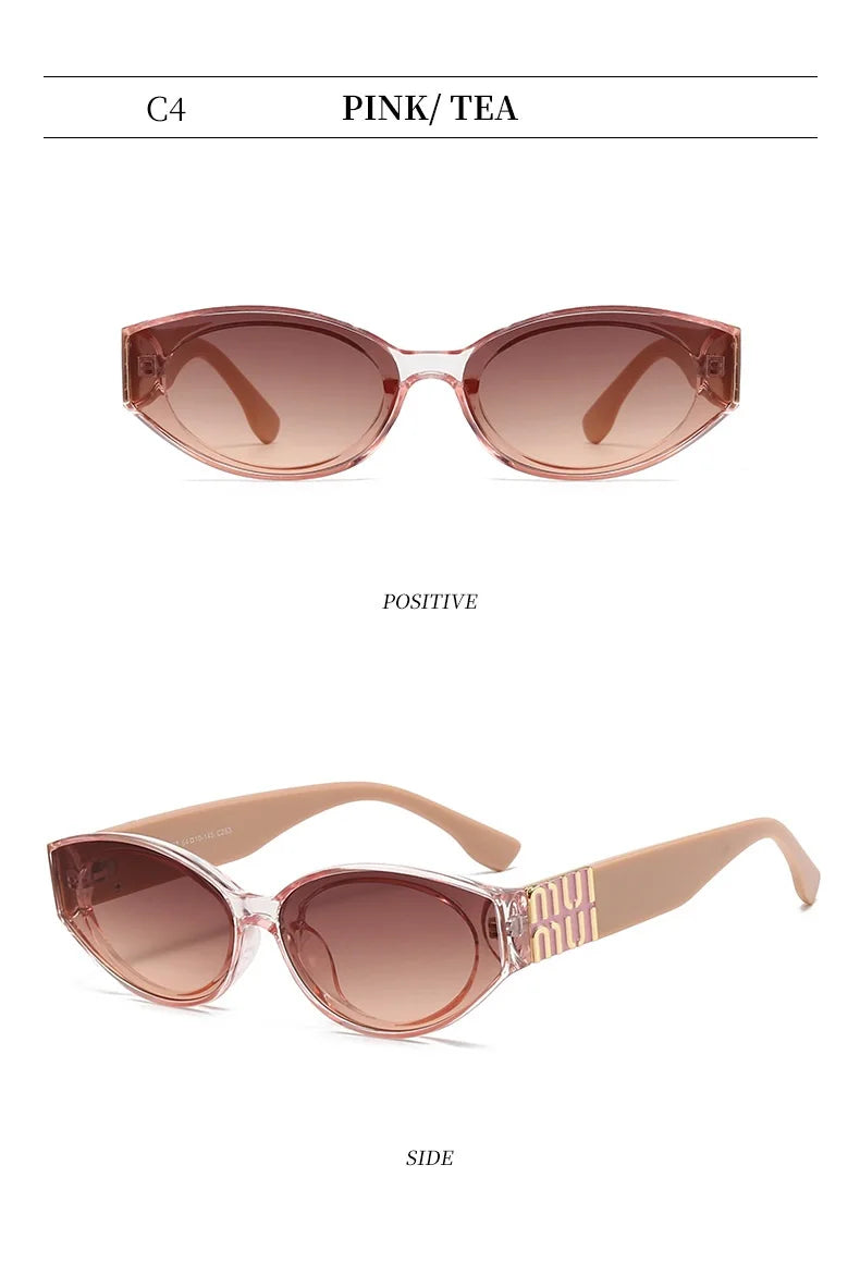 Luxury Glamour Sunglasses For Women And Men Oval Minimalist Fashion Brand Sun Glasses Unisex Stylish Shades UV400