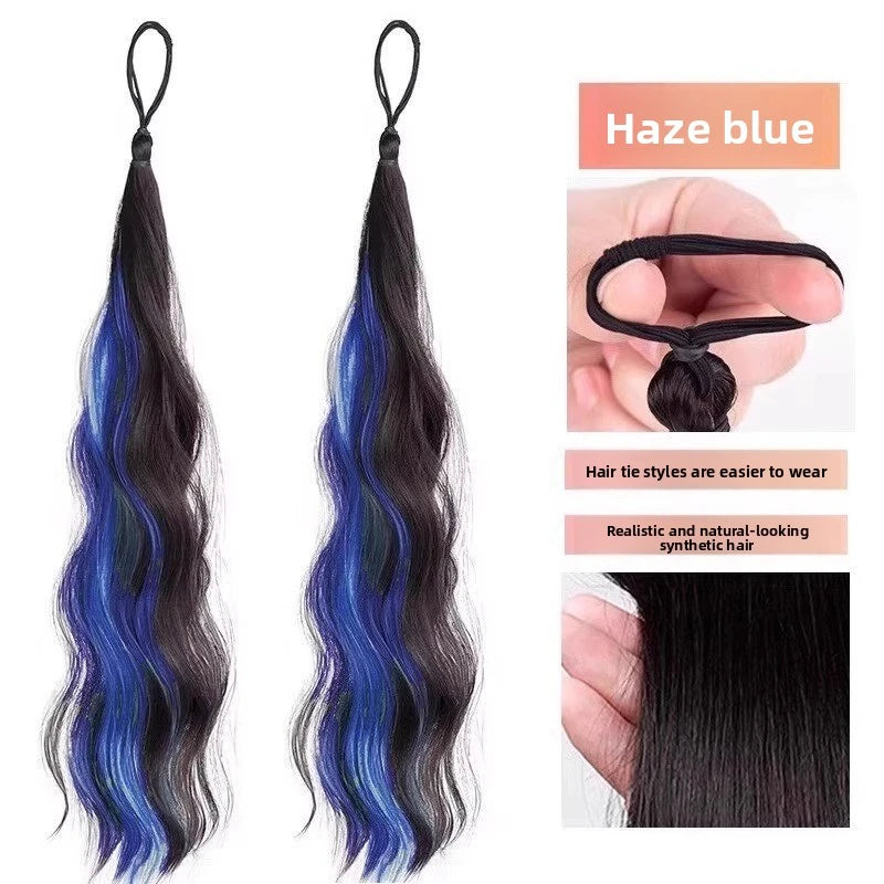 50cm Synthetic Self-Winding Hair Bundle With Elastic Loop DIY Hair Ponytail Bundle To Increase Hair Volume Bud Hair Bun