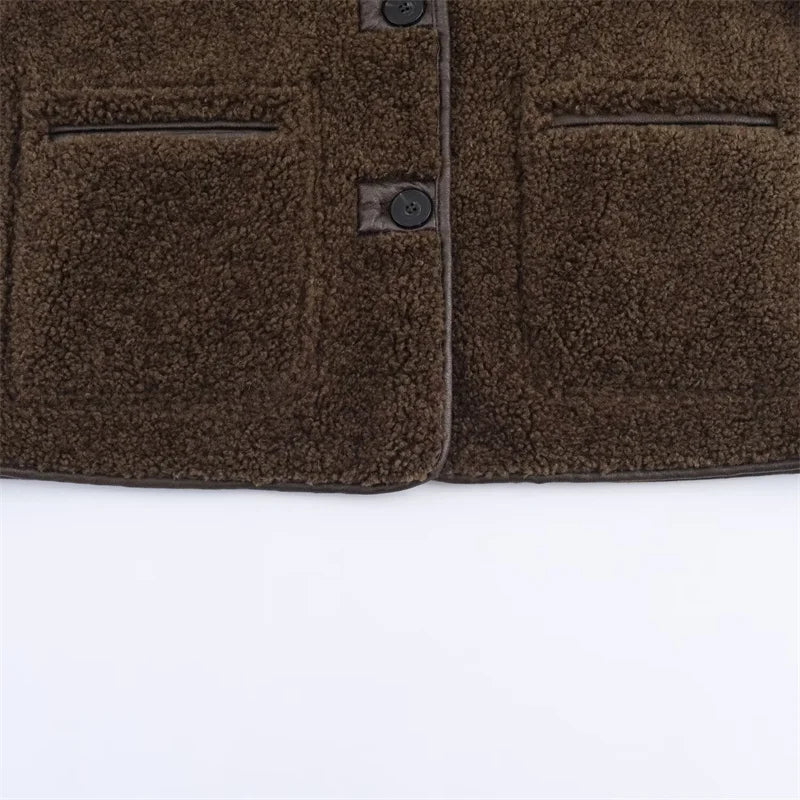 Women's Jacket  Autumn Coat Reversible Fur and Leather Women's Overcoat Corduroy Leather Jacket