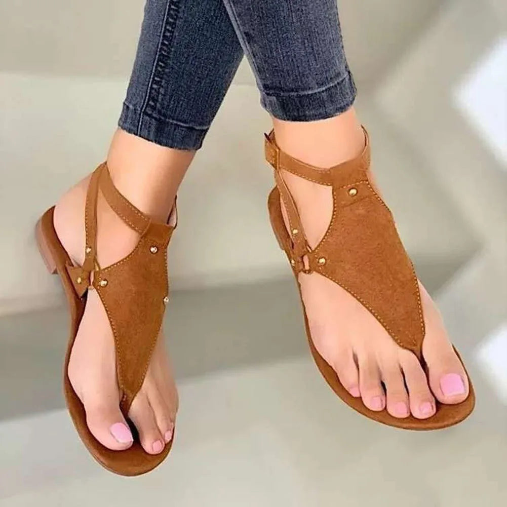 Women's Sandals Simple Clip Toe Flat Shoes Herringbone Shoes Outdoor Sandals Fashion Lightweight Flat Sandals V-Shaped Sandals