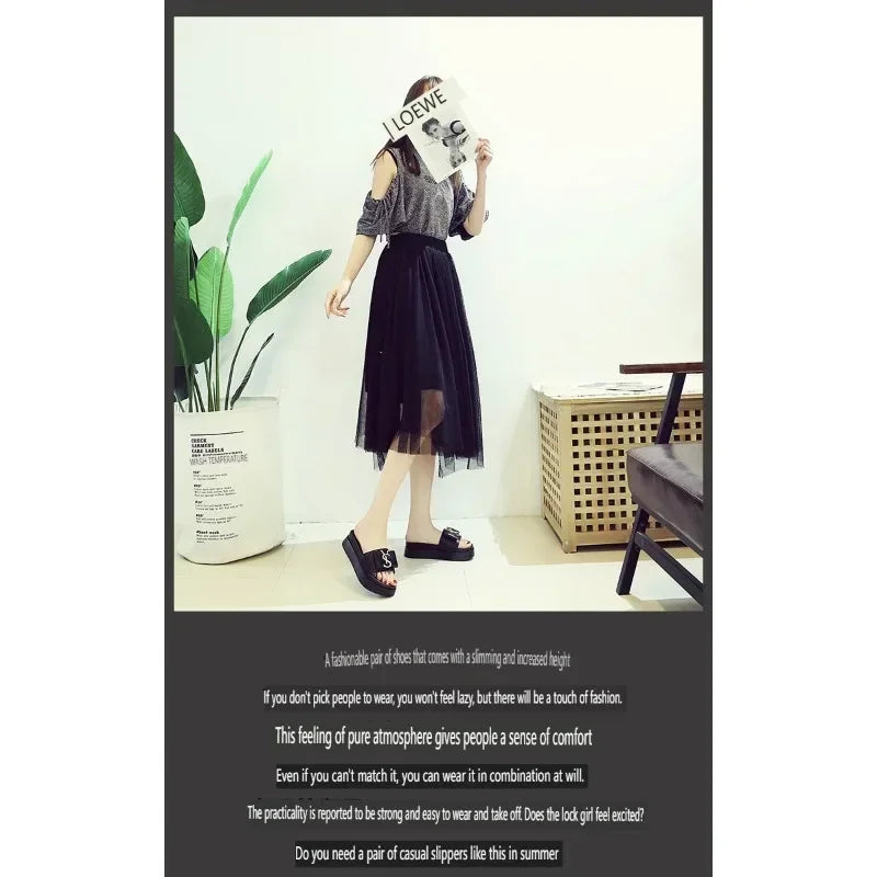 Slippers Summer Shoes Women Platform Design Slides Fashion Letters Ladies Shoes Casual Slipper Outside Non-slip Slippers Sandals