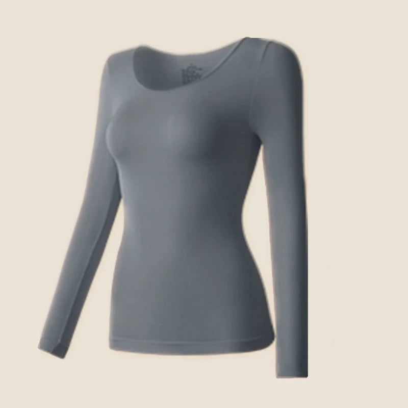 Women's Thermal Underwear Autumn Winter Bottoming Shirt Long-sleeved T-shirt Thin Thermal Top Second Women's Thermal Skin L-XL