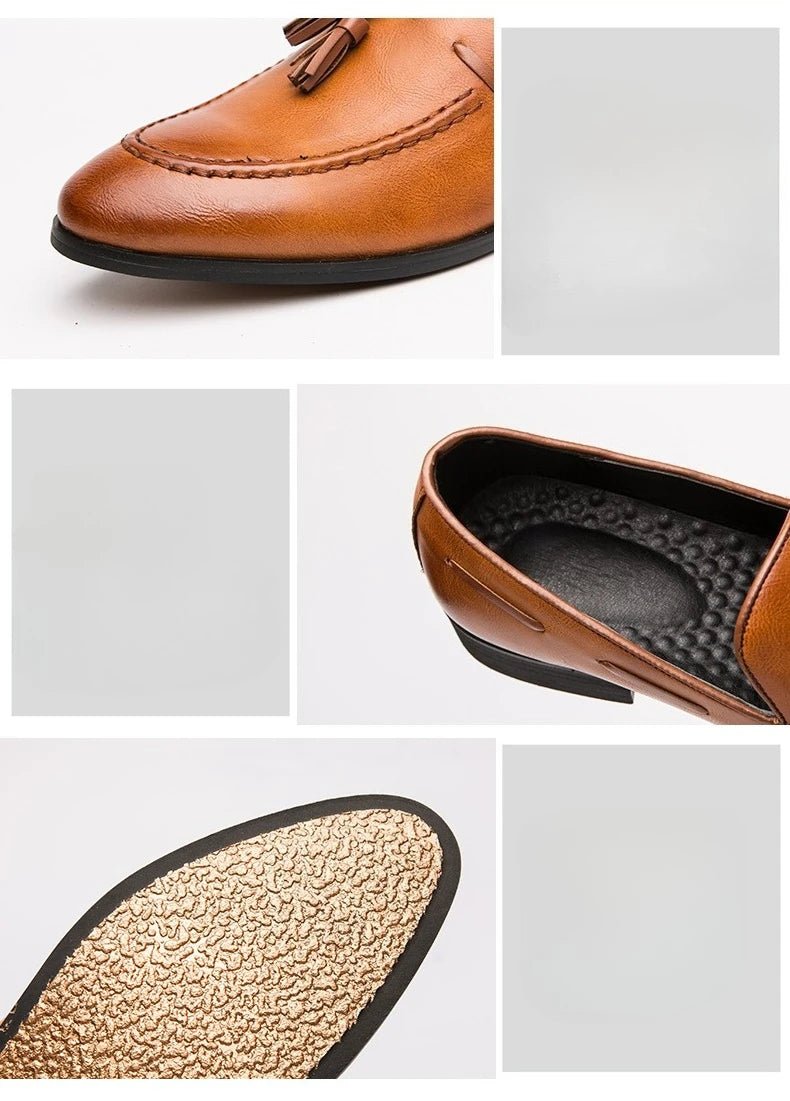 Wedding Shoes For Men Slip On Loafers Trend Tassels Leather Shoes Male Men’s Dress Shoes Business Shoes Men British Style Formal
