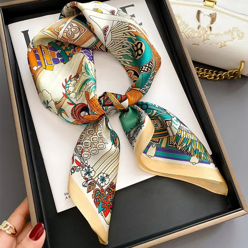 100% Silk Scarf Women Mulberry Luxury High Quality Square Fashion Print Hair Neckerchief Lady Shawl Wraps Hijab Bandana Scarves