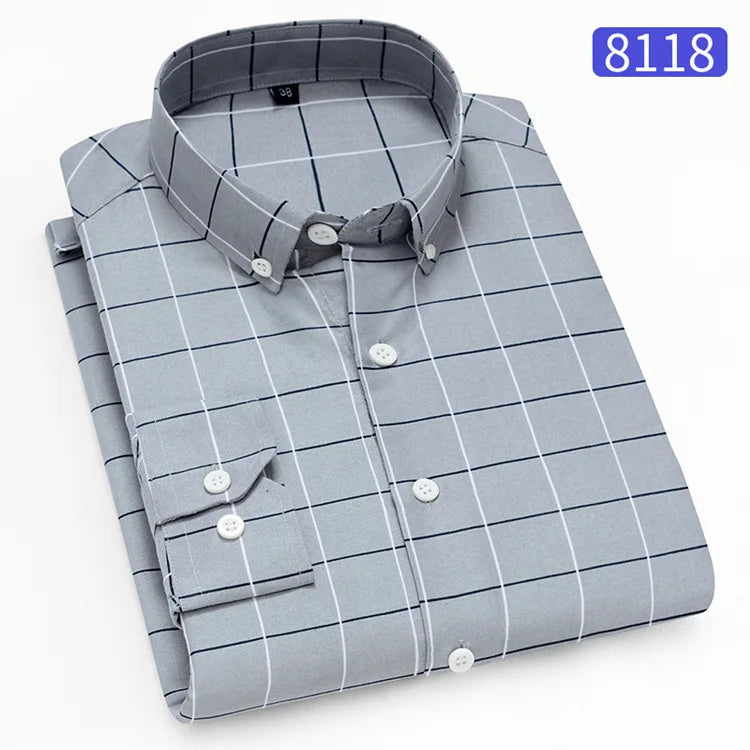 Lynett Lamar Men's Plaid & Striped Print Long Sleeve Casual Shirt — Regular Fit Business Social