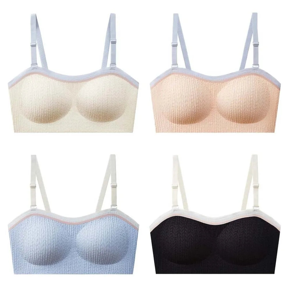 Lingerie Adjustable Wireless Bra Close-fitting Elastic Traceless Brassiere for Women Anti-sagging Gathered Breasts