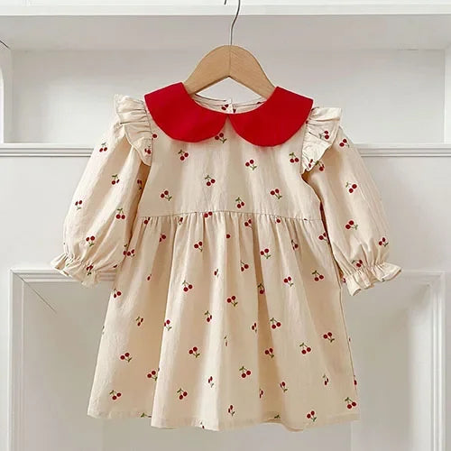 2025 New Spring Sister Dress 2-6Yrs Girl Party Dress Long Sleeved Cotton Mesh Splicing Kids Princess Dresses Children Clothes