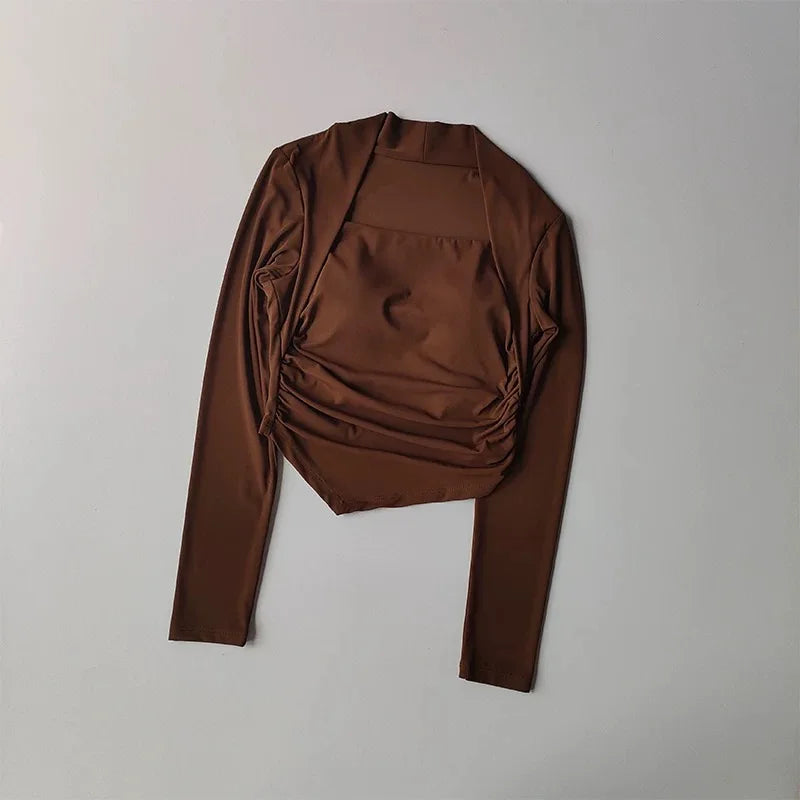 Women's Yoga Clothes Autumn Winter Long Sleeve Trim Top Fixed Cup Premium Sense Fitness Pilates Training Smock