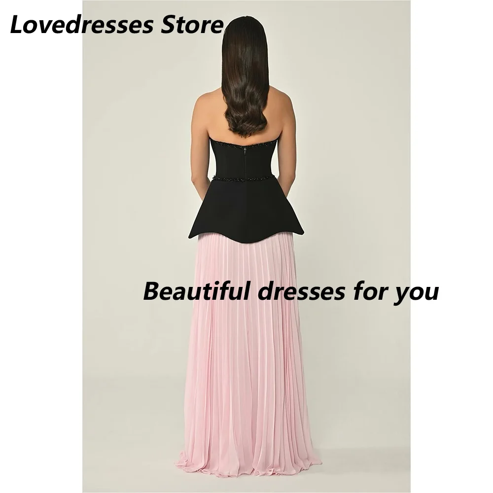 Elegant Wedding Guest Dress Contrast Color Wedding Party Dresses Ruched Chiffon A Line Strapless Party Dresses Woman Customized