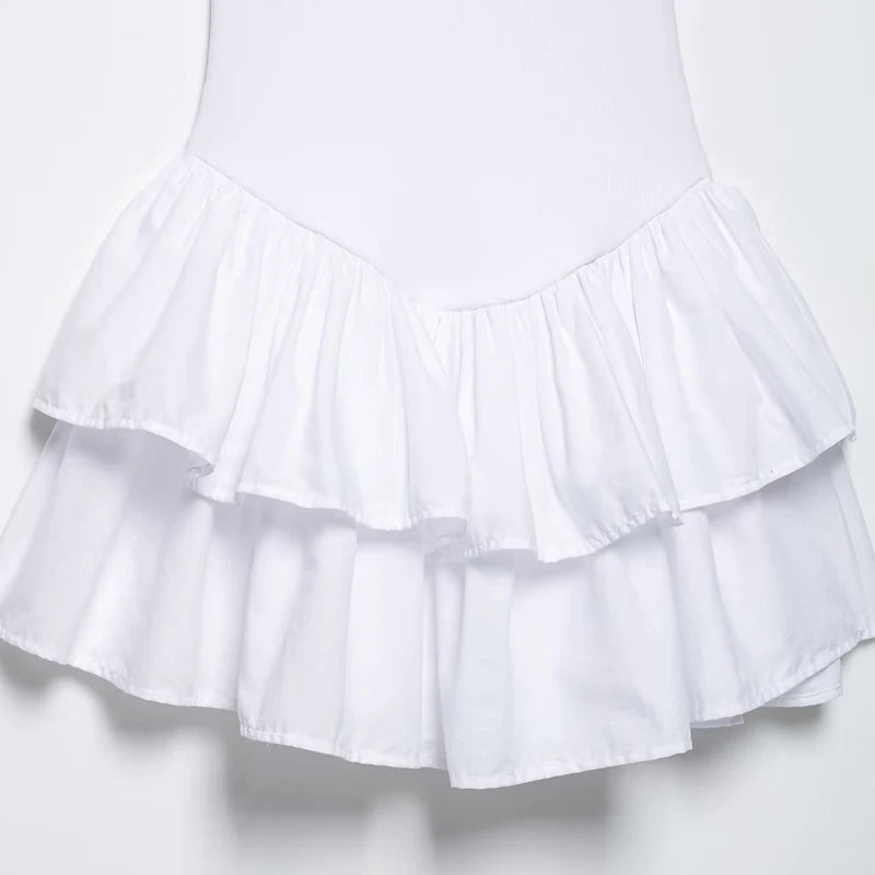 Women's Dresses 2025 Halter Pink Mini Dresses Chic v Neck Layer Ruffles Hem Dress A Line Vestido Summer Ladies Street Party Wear