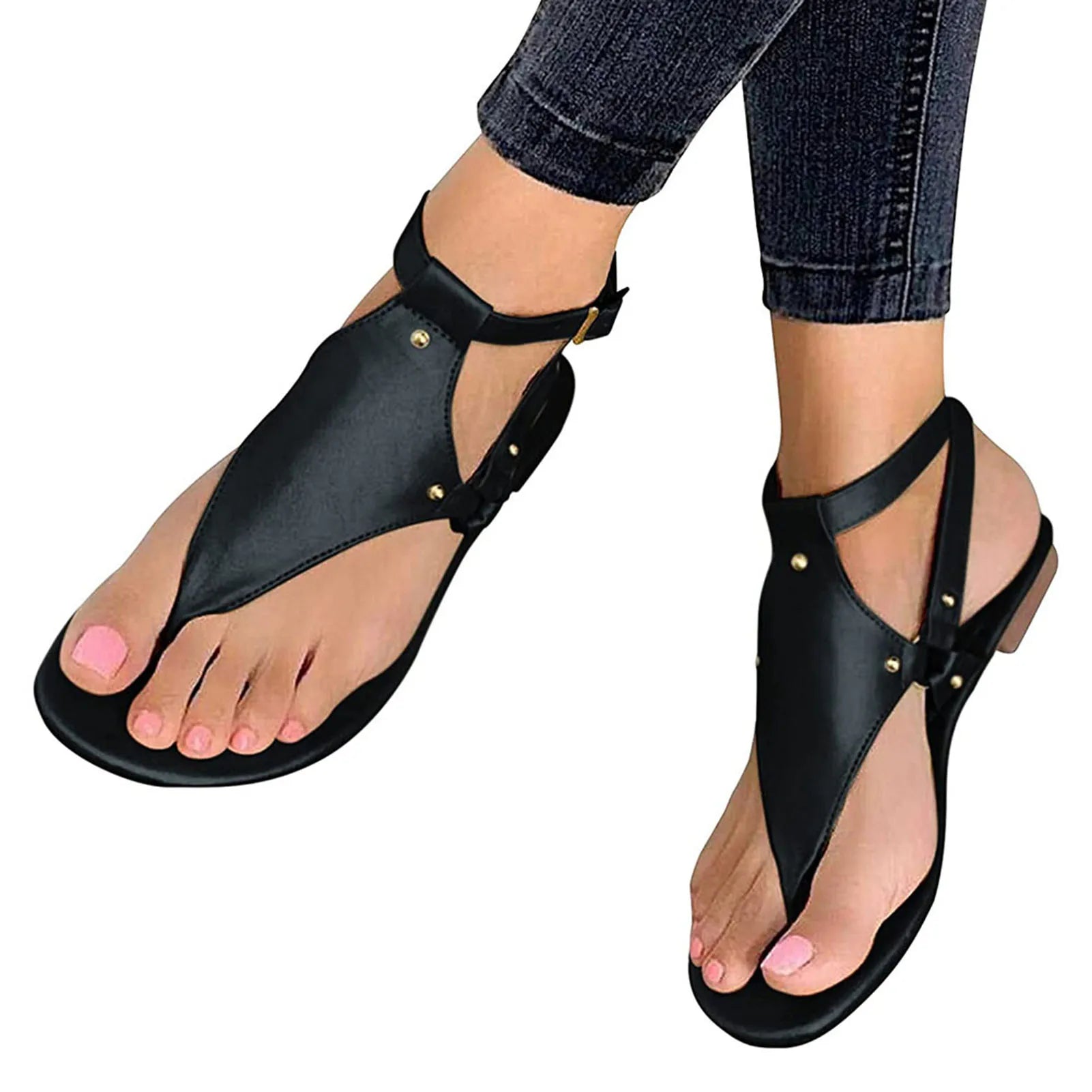 Women's Sandals Simple Clip Toe Flat Shoes Herringbone Shoes Outdoor Sandals Fashion Lightweight Flat Sandals V-Shaped Sandals