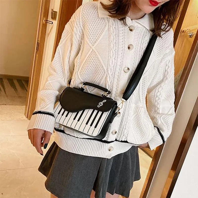 Handbag for Women Small Piano Music Notes PU Leather Shoulder Tote Bag Purse Crossbody Handbag for Women Girls Trendy bags