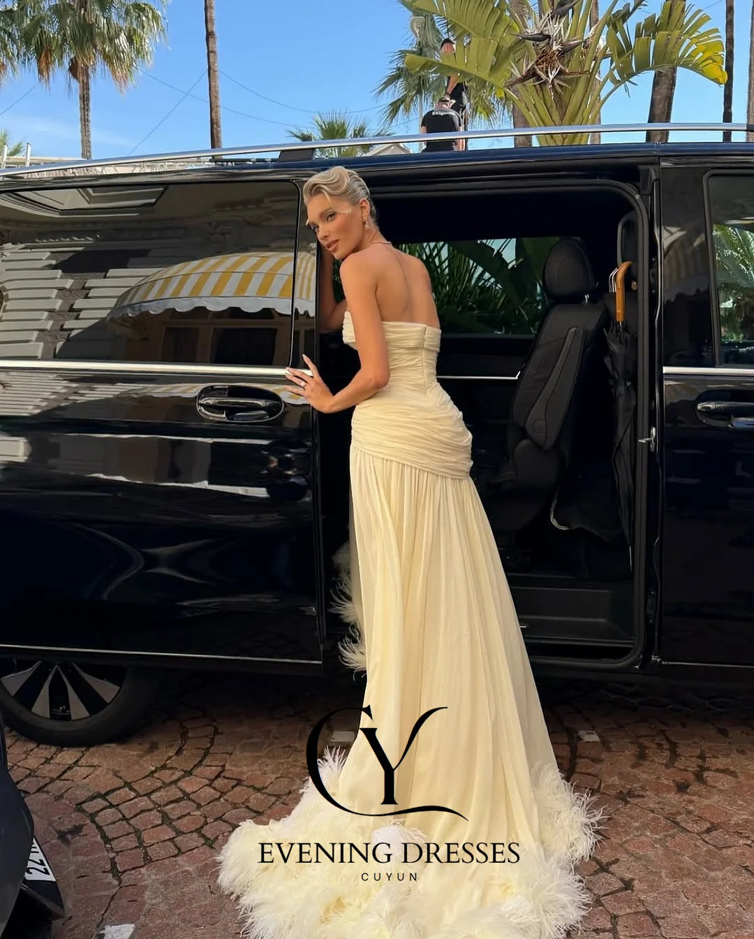 CUYUN 2025 Luxury Women Party Dresses Gala Strapless A Line Formal Evening Gown Customized Wedding Party Dresses Prom Gown