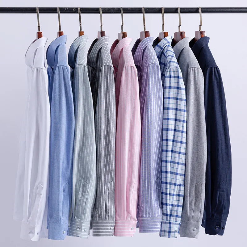 Lynett Lamar Men's 100% Cotton Oxford Plaid Long Sleeve Dress Shirt — Regular Fit Casual S–7XL