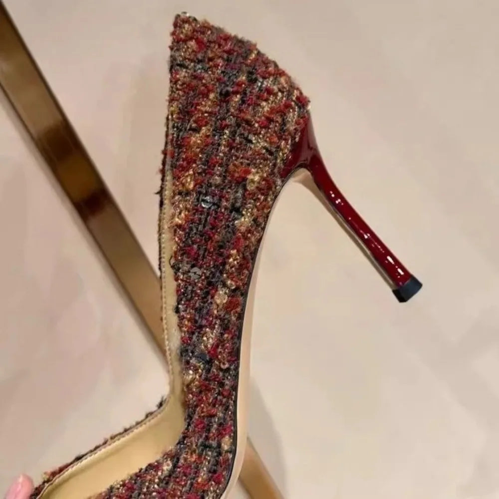 High Heels Women Shoes Suede Shallow Pointed Toe Elegant Sandals Winter Trend Fashion Pumps Dress Party Mujer Zapatillas