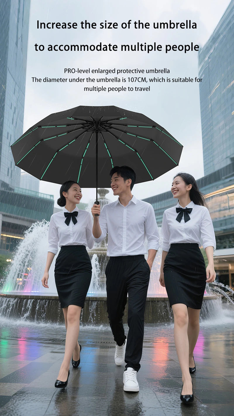 Extra Large Auto Open Close Umbrella Windproof Reverse Fold Sun Rain UV Protection Black Layer Sunshade for Outdoor Travel Use