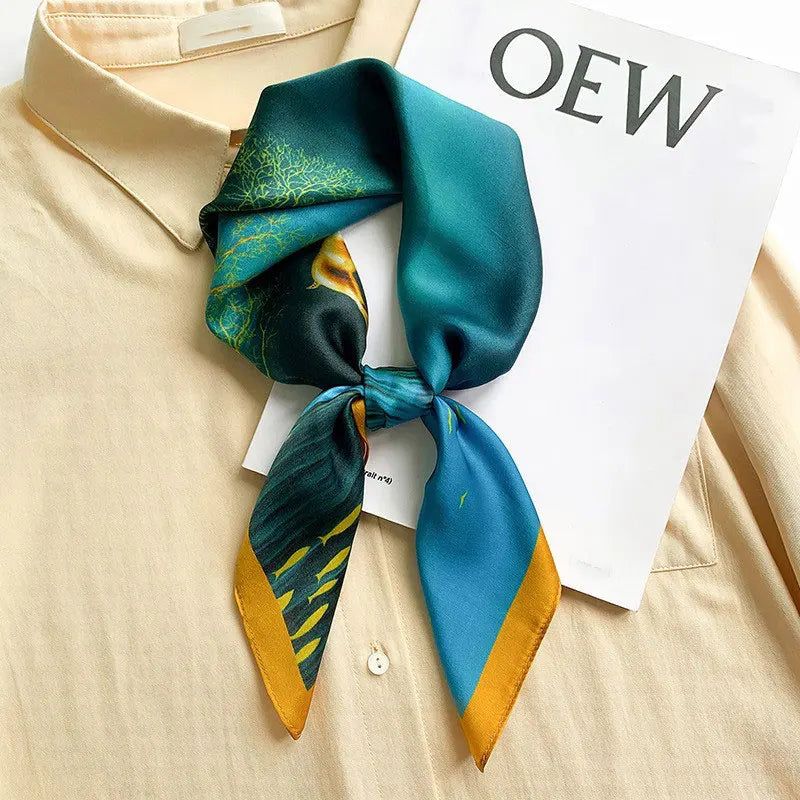100% Silk Scarf Women Mulberry Luxury High Quality Square Fashion Print Hair Neckerchief Lady Shawl Wraps Hijab Bandana Scarves