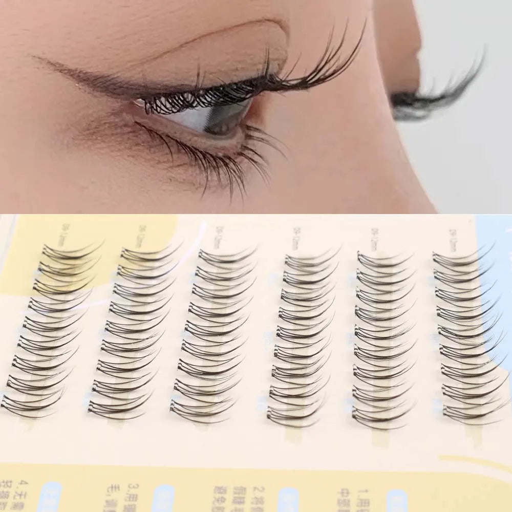6 Rows Of Glue-Free False Eyelashes In A Single Cluster, Natural And Curled For Comfortable Wearfalse Eyelashes Eye Make-Up