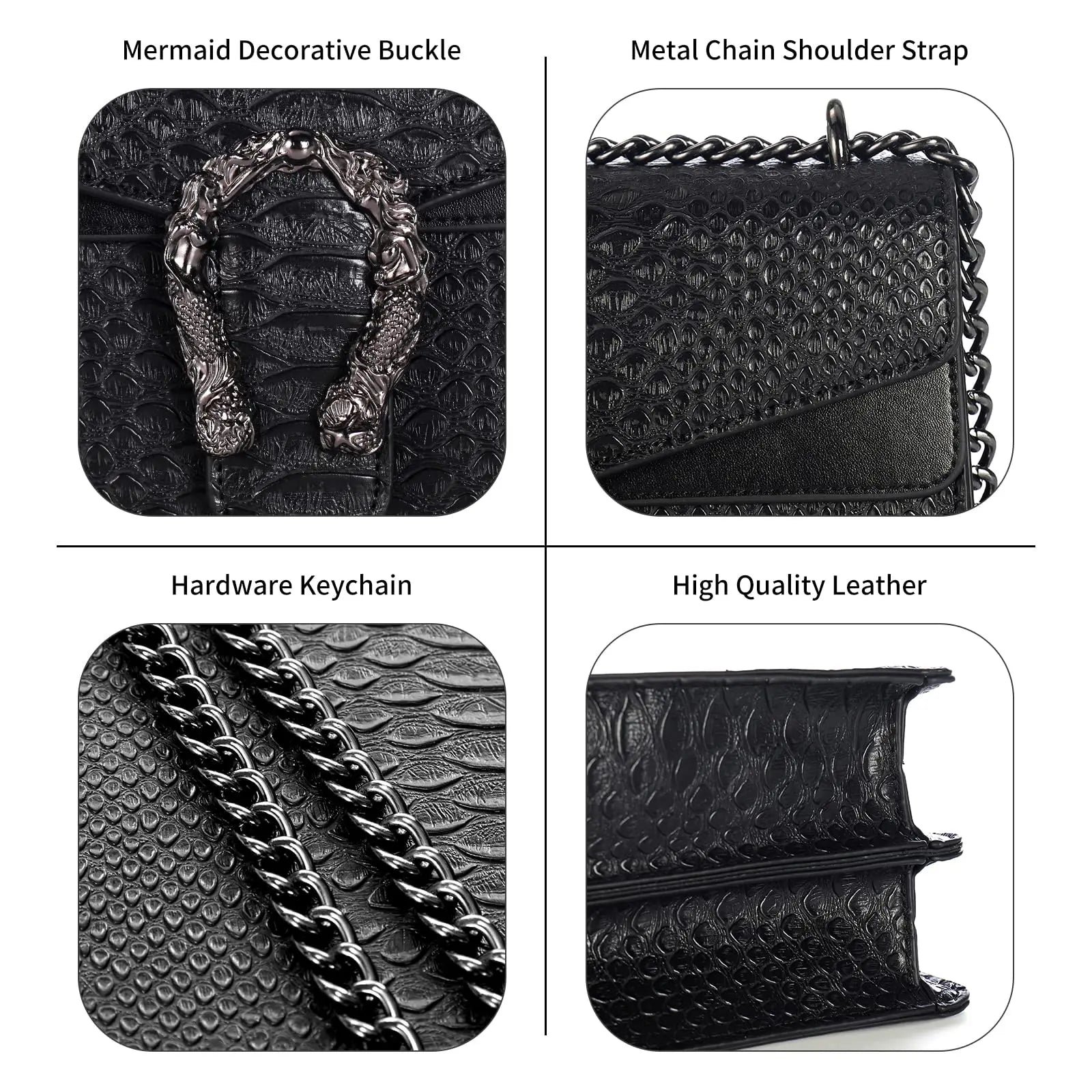 Shoulder Bag Crossbody Bag and Satchel Purse for Women - Fashion Snake Print Chain Purse Luxury PU Leather HandBag