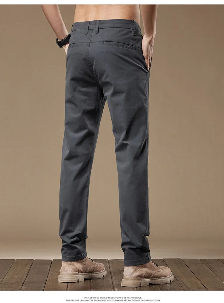Business Casual Trousers Men's 2024 Autumn New Men's Clothes Work Pants Male Formal Dress Straight Pants Black Gray Khaki