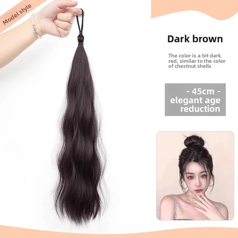 50cm Synthetic Self-Winding Hair Bundle With Elastic Loop DIY Hair Ponytail Bundle To Increase Hair Volume Bud Hair Bun